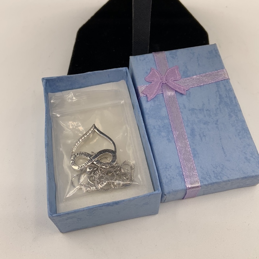 Silver "Always My Mother Forever My Friend" Silver Heart Pendant Necklace New! - Picture 5 of 5